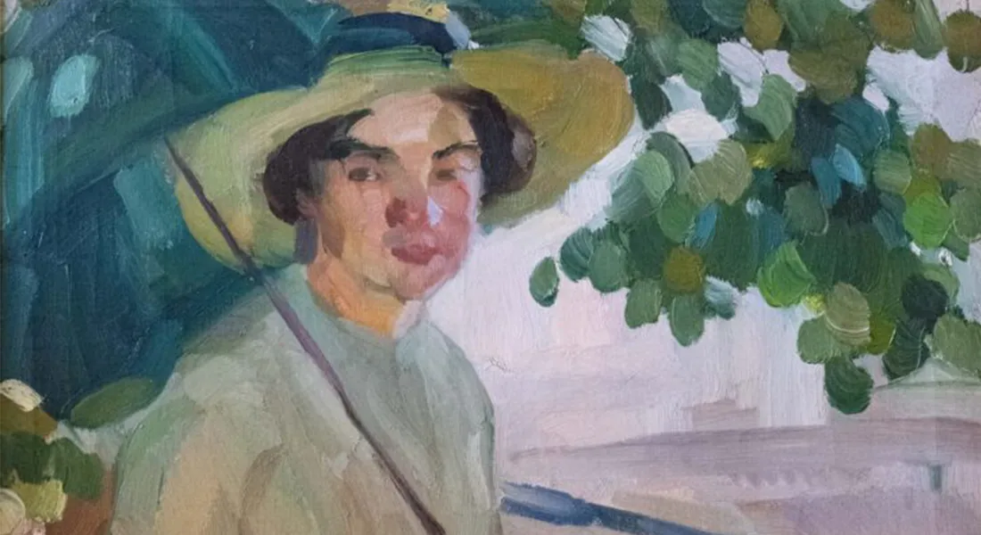 Adolf Höfer (1869-1927): Dame beim Ruderboot, um 1910, Öl auf Leinwand
