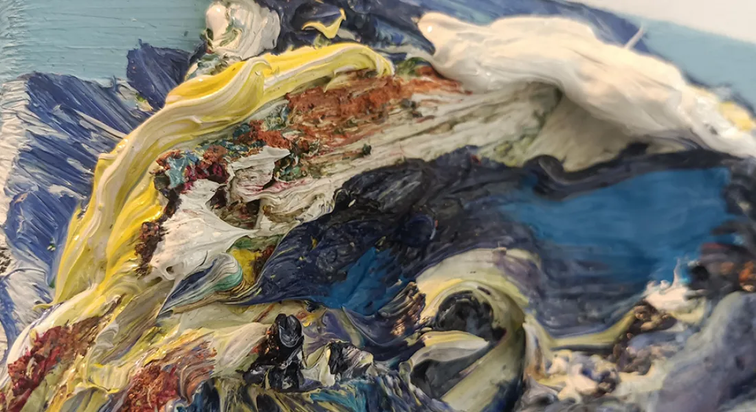 Dick aufgetürmte Ölfarbe auf einem Gemälde (Detail)