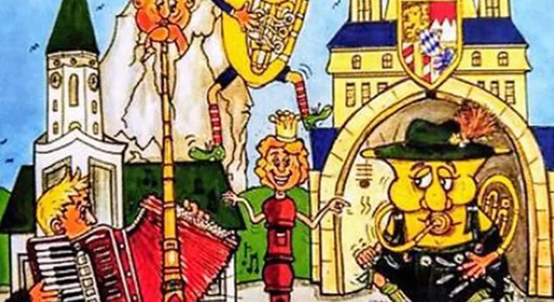 In Cartoon-Form werden Akkordeon, Tuba, Posaune etc. gezeigt.