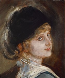Franz von Lenbach (1836–1904), Unbekannte Dame, o. J., Öl auf Pappe, 38 x 31 cm © Gemäldegalerie Dachau, Foto Peter Brunner