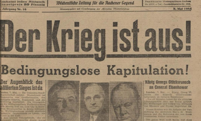 Kapitulation 1945 Schlagzeile Aachener Nachrichten